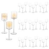 Sziqiqi 30 Stück Teelichthalter Glas - Elegante Kerzenständer Hohe Kerzenhalter Stumpenkerzen Windlichter Tischdekoration für Hochzeit Esstisch Badezimmer Geburtstag Party Deko