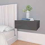 ZEYUAN Nachttische 2 STK Nachtschrank, Nachtkästchen, Nachtkommode, Bedside Table, Nacht Tisch, Hängend Hochglanz-Grau 40x30x15cm Spanplatte