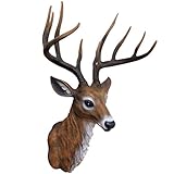 XYF Hirsch Deko Wandbehang Tierkopf Wand Dekoration Hängen Harz Hirschkopf Retro Hirschgeweih Deko Übergroß Lucky Deer Head Wandbehang Hintergrundwanddekoration (Color : Brown, Size : 61 * 40 * 83cm)