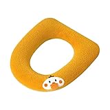 Weicher, gepolsterter Toilettensitzbezug für Badezimmer, dehnbare Fasern, einfach zu installierender, gepolsterter Bezug, bequemer und waschbarer Toilettensitz Badewanne Groß (Yellow, One Size)