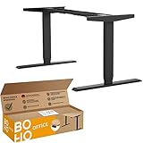 boho office® Homedesk Schwarz – elektrisch stufenlos höhenverstellbarer Schreibtisch, 3-Fach Teleskop, sehr stabil, mit 2 Motoren, Memoryfunktion, Kollisionsschutz, Kindersicherung, einfacher Aufbau