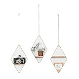 moueqkee 3Er Pack Diamant Hänge Spiegel Wanddekoration Set,Gold Rahmen Diamant Spiegel Mit Kette Für Schlafzimmer Kopfteil Wohnzimmer Wohnheim Kinderzimmer