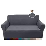 Granbest Neueste Jacquard 2 Sitzer Sofabezug Super Weich Anti-Rutsch Couch Schonbezüge Spandex Vier Jahreszeiten Universal Protector Cover für Hunde, Katzen, Haustiere (2 Sitzer, Grau)