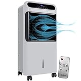 TroniTechnik® Luftkühler 5in1 Wasserkühlung - Aircooler mit Fernbedienung, Mobiles Klimagerät/Klimaanlage ohne Abluftschlauch, Stand-Ventilator und Luftreiniger, Luftbefeuchter leise mit Ionisator