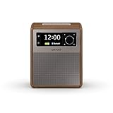 sonoro Easy Radio mit DAB Plus und Bluetooth (tragbar, UKW/FM, Wecker, Sleep-Timer, Nachtlicht, Akku/Batterie/Netzbetrieb) Design Digitalradio Walnuss