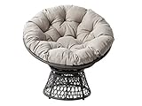 Mirjan24 Papasansessel Acapulco, Gartensessel, Drehsessel, Korbsessel, Balkonstuhl, 360 Grad Metalldrehmechanismus Sessel, Round Sit, Kissen wasserabweisend (Graphit/Grau)