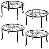 Tosnail 4 Stück Pflanzenständer für Blumentöpfe, Metall, Schwarz, rund Blumentopfständer, Heimpflanzenständer für Garten, Innenbereich, Balkon, Dekoration
