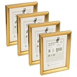 Ikea SILVERHOJDEN 4er Set Bilderrahmen 13 x 18 cm (mit 10 x 15 Matte), Metallic Goldfarben, Tisch oder Wandmontage, 403.704.00