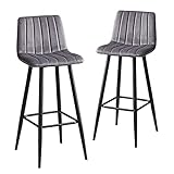 MOBYAT Thekenhöhe, Familienhocker, Barhocker, 2er-Set mit Rückenlehne für Küchentheke, samtgepolsterter Hochhocker, Bauernhaus-Barstühle, Inselhocker, Tragkraft: 200 kg, Sitzhöhe: 75 cm (