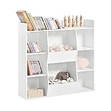 SoBuy KMB55-W Bücherregal für Kinder Kinderregal Aufbewahrungsregal mit 8 offenen Fächern Spielzeugregal Standregal Regal Kinderzimmer Möbel weiß BHT ca.: 106x104x30cm