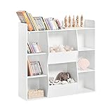 SoBuy KMB55-W Bücherregal für Kinder Kinderregal Aufbewahrungsregal mit 8 offenen Fächern Spielzeugregal Standregal Regal Kinderzimmer Möbel weiß BHT ca.: 106x104x30cm