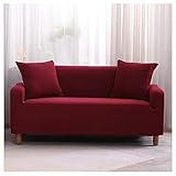 GUOCU Elastischer Sofabezug 3 Sitzer, Sofa-Überwürfe Sofahusse Couchhusse Spannbezug Für Sofa Mit Armlehne Weich Elastisch Farbecht Blumen-Muster Antirutsch Sofaüberzug,Rot,3 sitzer