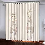 LAMPPE Vorhänge Schlafzimmer Modern 2Er Set Blickdicht Lila Lavendeldruck Mit Ösen H 260 X B 140 cm Verdunklungsvorhänge Rehkitz-Tierdruck Vorhänge Thermovorhang Hitzeschutz Gardinen Wohnzimmer
