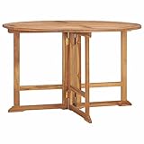 ZEYUAN Garten-Esstisch Klappbar, Tisch Balkon, Gartentisch, Balkontisch, Klapptisch, Küchentisch, Garden Table, Terrassentisch, Ø110x75 cm Massivholz Teak