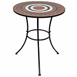 BULANED Bistrotisch, Bartisch, Stehtisch, Empfangstheke, Bistro Stehtisch, Beistelltisch, Konsolentisch, Bar Table, Terracotta-Rot und Weiß 60 cm Mosaik