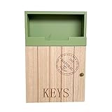 OUTILZ Schlüsselschrank aus Holz zur Wandmontage mit Paneeltür, Schlüsselkasten, Schmuck-Hängeschrank