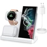 CAVN Kabelloses Ladegerät Kompatibel mit Samsung Ladestation 3 in 1, Wireless Charger für Galaxy Watch 5 Pro/5/4/3/Active 2/Buds/2/Pro/Live, Galaxy S23 S22 S22+/S21/S20/Z Flip 4/3/Fold 4/3/2