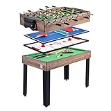 TEMKIN Multi-Spieltisch, Tischfußball, multifunktionaler 4-in-1-Kombi-Spieltisch, Familienspiele-Set inklusive Eishockey, Kickerbällen, Tischtennis und Billardtisch, großartig