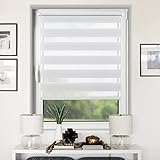 Doppelrollo Klemmfix ohne Bohren 85x120cm(BxH) Weiß, Rollos für Fenster ohne Bohren Blickdicht, Fensterrollo innen kettenzug, Klemmrollo Lichtdurchlässig und Verdunkelnd