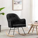 YUMENG Schaukelstuhl, Sessel Wohnzimmer, Schaukelsessel, Stillsessel, Schwingsessel, Tv Sessel, Ohrensessel, Relaxsessel, Rocking Chair, Schwarz Samt
