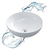 Starbath Plus - Keramik-Waschtisch - Rund - Weiß - Ohne Bohrer - Maße 40 x 40 x 15 cm - Ideal für Arbeitsplatten in Badezimmern und Toilettenmöbeln