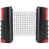 YOUYIKE Ausziehbares Tischtennisnetz, 190x14cm (max) Justierbarer Einziehbares Netz, Tragbar Ping Pong Ersatznetz für Tischtennis Tisch, Bürotisch, Esstisch, Einstellbare Länge (Schwarz Rot)