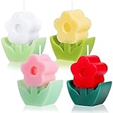 4 Stück Kerze Teelichter,Kerzen in Blumenform,Kerzen Duftkerzen,ästhetische Kerzen,Blumen Teelichter,Cute Candles Aesthetic Candle,Duftkerzen Geschenk für Hochzeit,Geburtstag,Spa,4 Farben