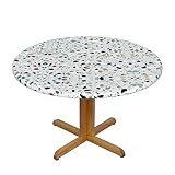 BUULOO Elastische Tischdecke, Polyester, rund, Terrazzo, Marmor, Pastell, Tischdecke für Tische 102,6 - 114,7 cm Durchmesser, verschiedene Muster, Tischschutz