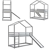 JINTAOMA Kinderbett Etagenbett Massivholz 2 Kinder Etagenbetten Kinder Hochbett mit Rutsche Hausbett Etagenbettgestell Spielbett Jugendbett