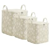 LNGFSH 3 Stücke Aufbewahrungstasche Faltbare Aufbewahrungsboxen, Wasserdicht Große langlebige für Bettdecken und Kissen, Kleider Organizer, Aufbewahrung von Kleidung, Beige