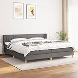 Tidyard Boxspringbett mit Matratze Polsterbett Hotelbett Bett Designerbett Doppelbett/Einzelbett Schlafzimmerbett Gästebett Jugendbett Bettrahmen Dunkelgrau 200x200 cm Stoff