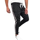 Jogginghose für Herren,Skxinn Männer Sommer Sporthosen,Trainingshose,Sport Fitness, Gym,Training, Slim Fit,Sweatpants Streifen,Jogging-Hose, Stripe Pants,S-XXL Ausverkauf(Schwarz,Medium)