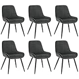 WOLTU Esszimmerstühle 6er Set, Polsterstuhl Samt, Küchenstuhl gepolstert, Akzentstuhl für Wohnzimmer Schlafzimmer Küche, ergonomischer Stuhl mit Rückenlehne, Dunkelgrau, BH331dgr-6