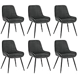 WOLTU Esszimmerstühle 6er Set, Polsterstuhl Samt, Küchenstuhl gepolstert, Akzentstuhl für Wohnzimmer Schlafzimmer Küche, ergonomischer Stuhl mit Rückenlehne, Dunkelgrau, BH331dgr-6