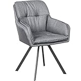 Invicta Interior Drehbarer Design Stuhl MR. Lounger grau mit Armlehne Sessel Esszimmerstuhl Drehbar