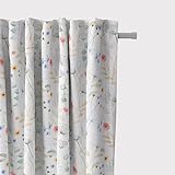 SCHÖNER LEBEN. Vorhang aus Baumwollstoff Solstice Frühlingsblumen weiß bunt 245cm oder Wunschlänge, Gardinen Aufhängung:Smok-Schlaufenband