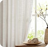 FMFUNCTEX Leinenoptik Gardinen mit Ösen Halbtransparent Vorhang Beige Landhausstil Leinen Gardinen Wohnzimmer Modern für Schlafzimmer Kinderzimmer Balkontür,2er Set(Natur/Beige,127×245cm)