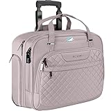 EMPSIGN Trolley Business Rolling Laptop mit Rädern, Rolling Laptoptasche für Frauen passt bis zu 15.6 Zoll Laptop Aktentasche auf Rädern, Wasserabweisende, mit RFID Taschen, Rosa