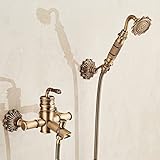Badewannenarmatur Wannenarmatur Mit Handbrause Retro Antik Stil Messing Wandmontage Einhebel Wannenbatterie, Duscharmatur, Antik Messing