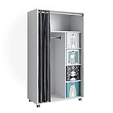 Vicco mobiler Kleiderschrank Dielenschrank Garderobe Doros modern offen rollbar (Weiß, 100x168 cm mit Faltboxen)