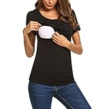 Tops FüR Damen Stillshirt Umstandstop T-Shirt üBerlagertes Design Umstandsshirt Schwangerschaft Kleidung Mutterschafts Kurzarm Shirt Kurzarm Umstandsshirt Umstandsmode Umstandskleid Sommer