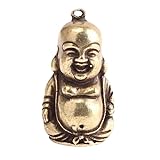 CKSEKD Foxi 1 Stück Mini-Lachende Buddha-Statue aus Messing, Retro-Messingguss und Alter lächelnder Maitreya-Buddha-Schlüsselanhänger, Auto-Anhänger, Heimdekoration, Buddha-Handwerk