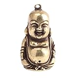 CKSEKD Foxi 1 Stück Mini-Lachende Buddha-Statue aus Messing, Retro-Messingguss und Alter lächelnder Maitreya-Buddha-Schlüsselanhänger, Auto-Anhänger, Heimdekoration, Buddha-Handwerk