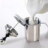 Milchaufschäumer Manuell - 400ML/800ML Edelstahl Doppel Mesh Kaffee Cappuccino Schäumer Creamer Foam Maker (Größe : 400ML)