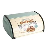 Sziqiqi Vintage Brotkasten Aufbewahrung Arbeitsplatte Brotbehälter 33cm mit Roll-Top und Schutzverkleidung für Brot Brötchen Kekse Muffins gebacken gut Frisch und Aromatisch, Blau