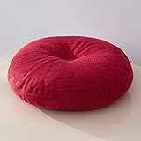 TENREV Lässig/Puffy/Sitzkissen/Kürbis rund/Stuhl pad/Minimalistisch/Modern/Bodenkissen/für/Erwachsene/Sitzen auf dem Boden/Yoga/Meditation/Wohnzimmer/Balkon/Büro/Innen,Rot,45