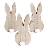 Logbuch-Verlag 3 kleinen Hasen Figuren Holzhasen Osterhasen Holz 12 cm Natur Osterdeko Geschenk Ostern
