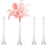 Hewory Schmale Hohe Vase für Pampasgras, 4er Set Vasen Glas Vase 50cm Hoch Glasvasen für Tischdeko Tafelaufsätze, Vase Glas Blumenvase Modern Lang Kristall Blumenständer für Hochzeit Wohnzimmer Deko