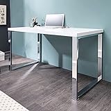 Design Laptoptisch White Desk 120x60 cm Hochglanz weiß Schreibtisch Tisch Bürotisch