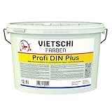 Vietschi Profi DIN Plus 12,5L weiß - doppeldeckende Innendispersion - Deckkraft Klasse 1 - Wandfarbe Weiß - Wand- und Deckenfarbe - ergiebig bis zu 90m2 Wandfläche - Wandfarbe weiß hohe Deckkraft